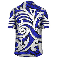 Polynesian Maori Ethnic Ornament Blue Hawaiian Shirt - Polynesian Pride