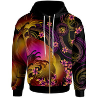 Hawaii Zip up Hoodie Hawaii in wave Unisex Black - Polynesian Pride