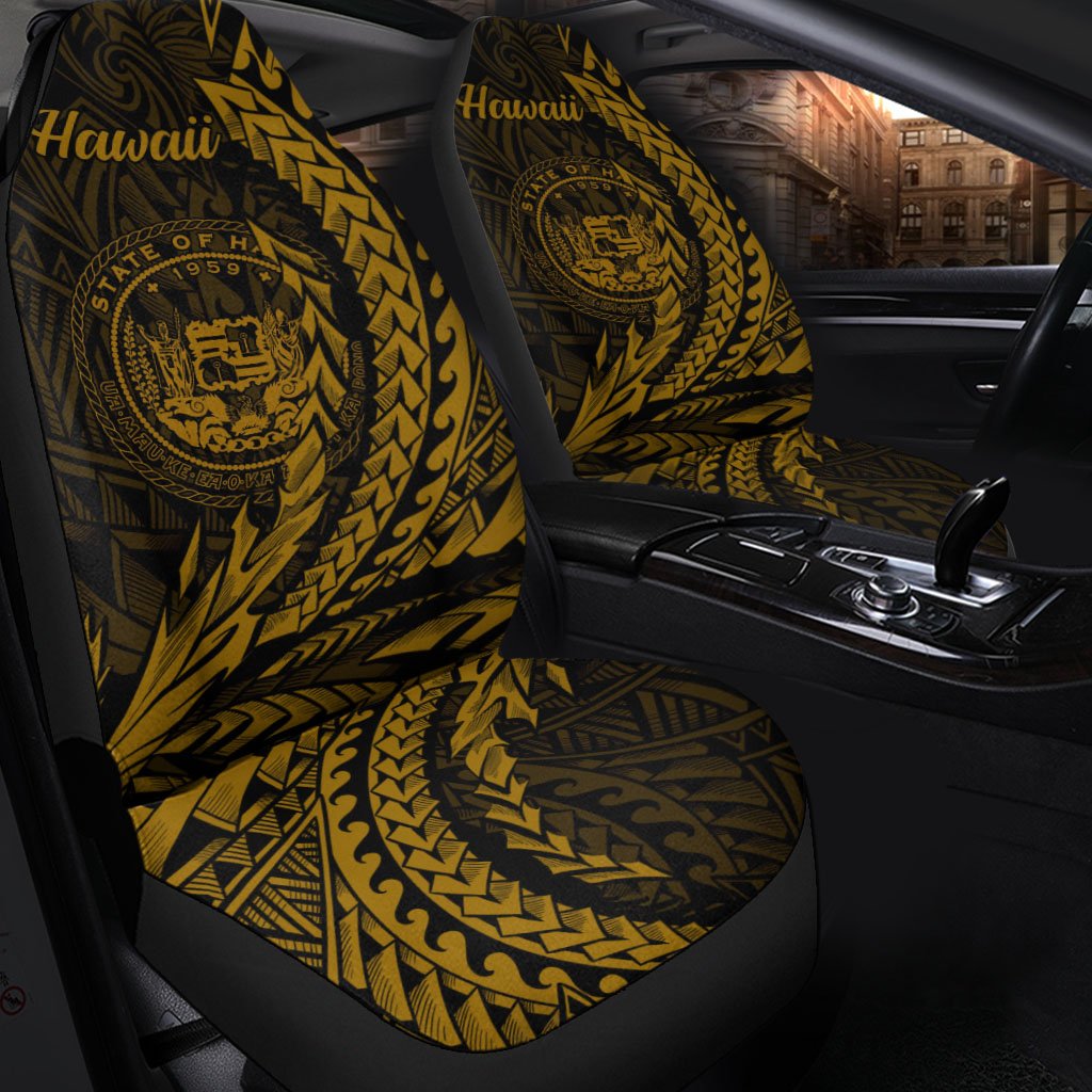 Hawaii Car Seat Cover - Wings Style Universal Fit Black - Polynesian Pride