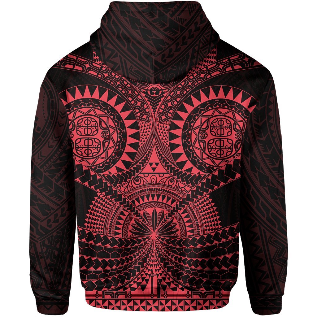 Polynesian Tattoo All Over Print Zip Hoodie Red - Polynesian Pride