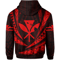 Polynesian Kakau Kanaka Maoli Map Hawaii Zip Hoodie Red - Polynesian Pride