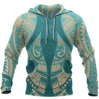 New Zealand Maori Hoodie, Hei Matau Tattoo Pullover Hoodie Unisex Black - Polynesian Pride