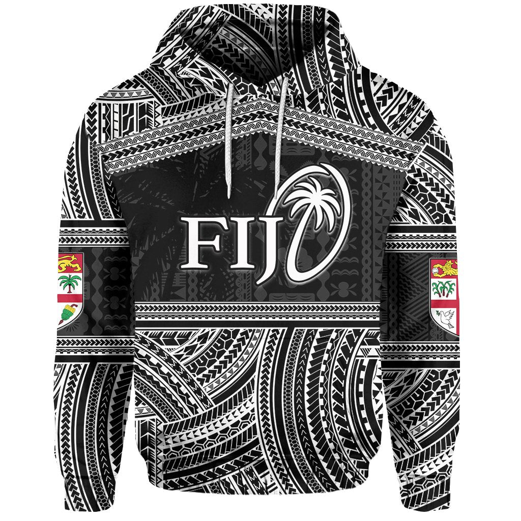 Fiji Rugby Polynesian Patterns Hoodie White Unisex White - Polynesian Pride