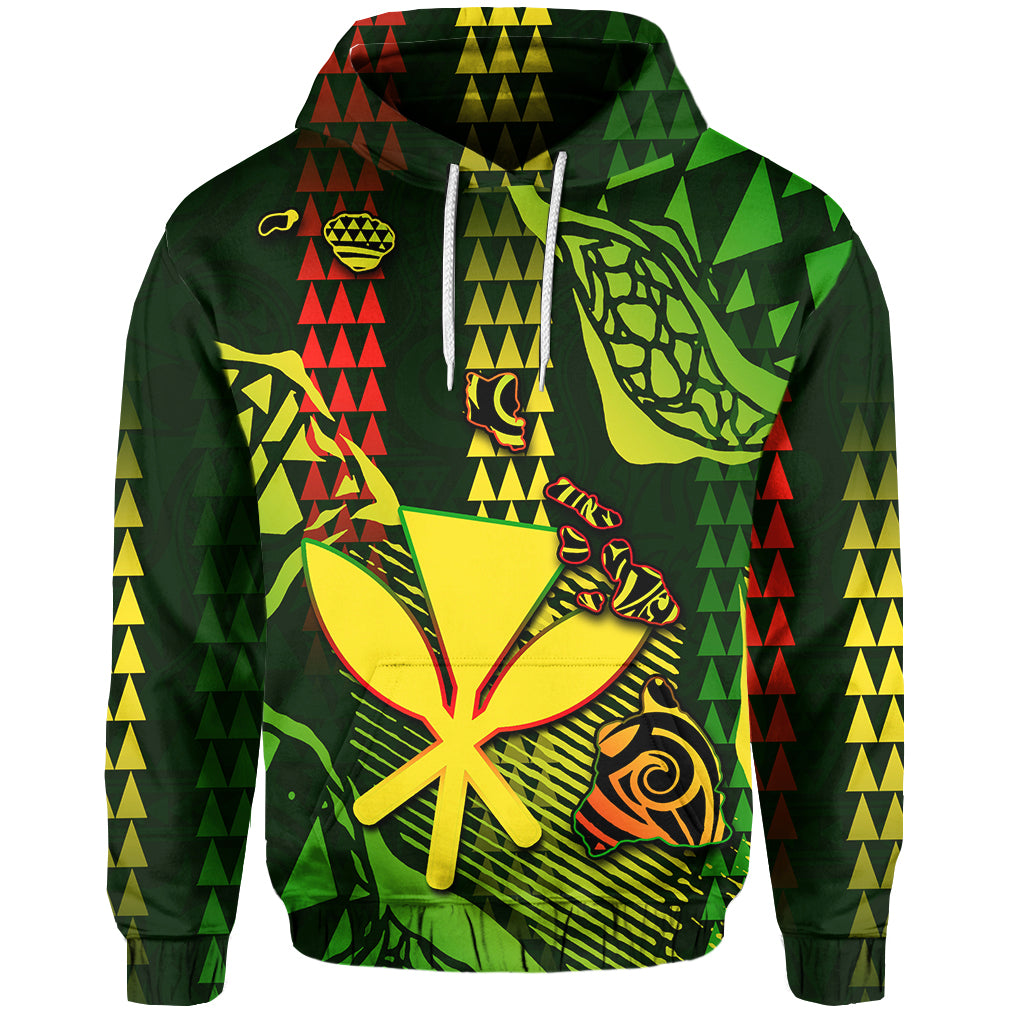 Custom Hawaii Kanaka Map Hoodie Hawaii Color Style LT6 Black - Polynesian Pride