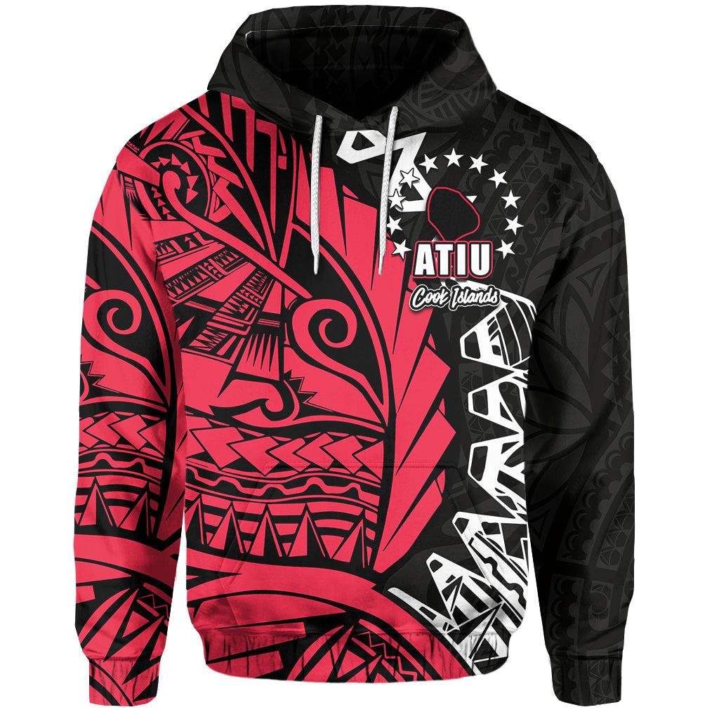 Custom Cook Islands Hoodie Atiu Polynesian Style LT6 Red - Polynesian Pride