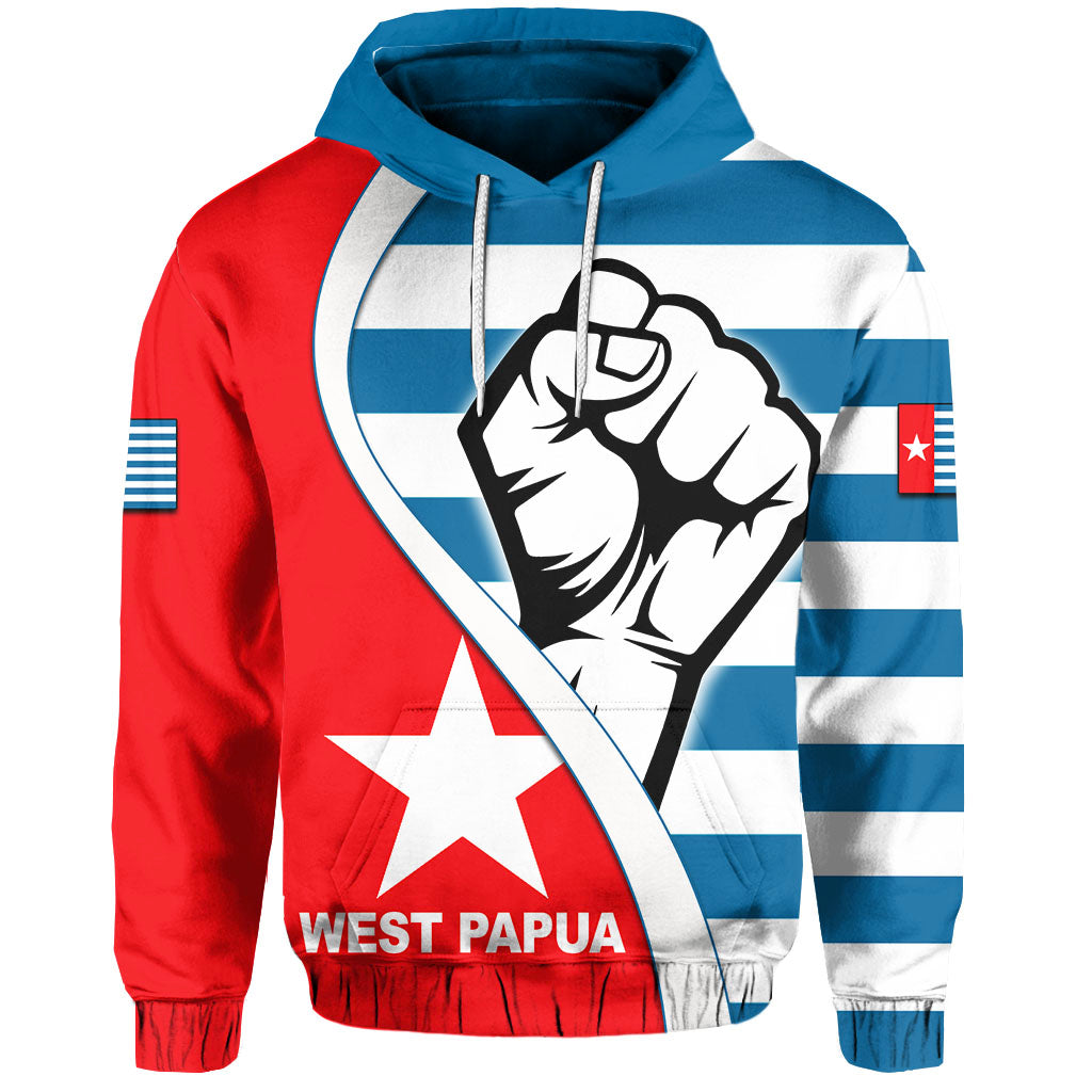 Custom West Papua Hoodie Clenched Hands Flag LT6 Unisex Blue - Polynesian Pride