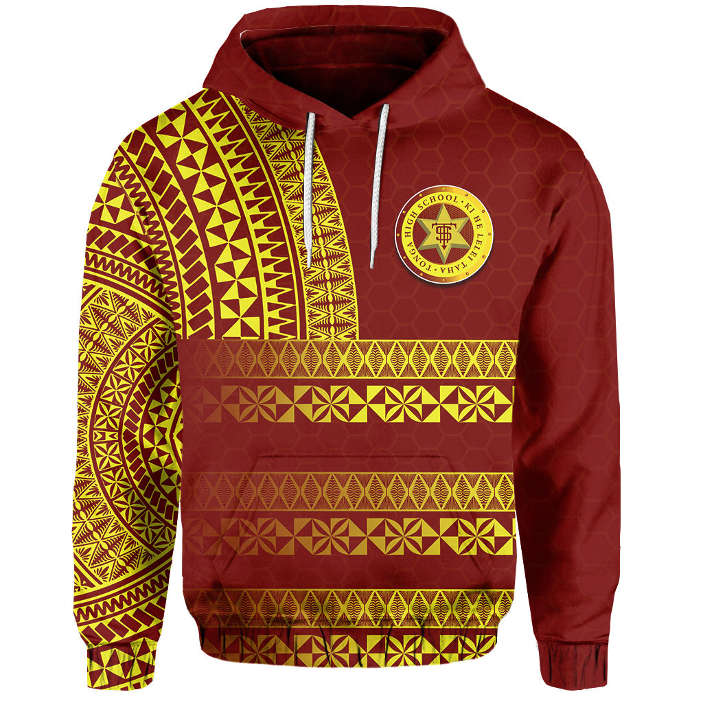 Custom Tonga High School Hoodie Tonga Tattoo Style LT6 Unisex Brown - Polynesian Pride