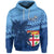 Fiji Rugby Makare and Tapa Patterns Hoodie Blue Unisex Blue - Polynesian Pride