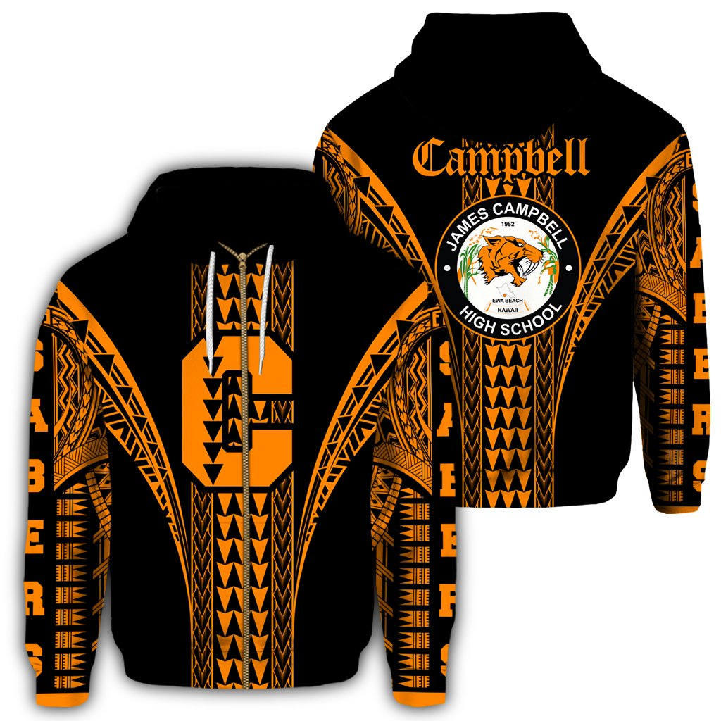 Hawaii Hoodie James Campbell High Zip Hoodie Unisex Black - Polynesian Pride