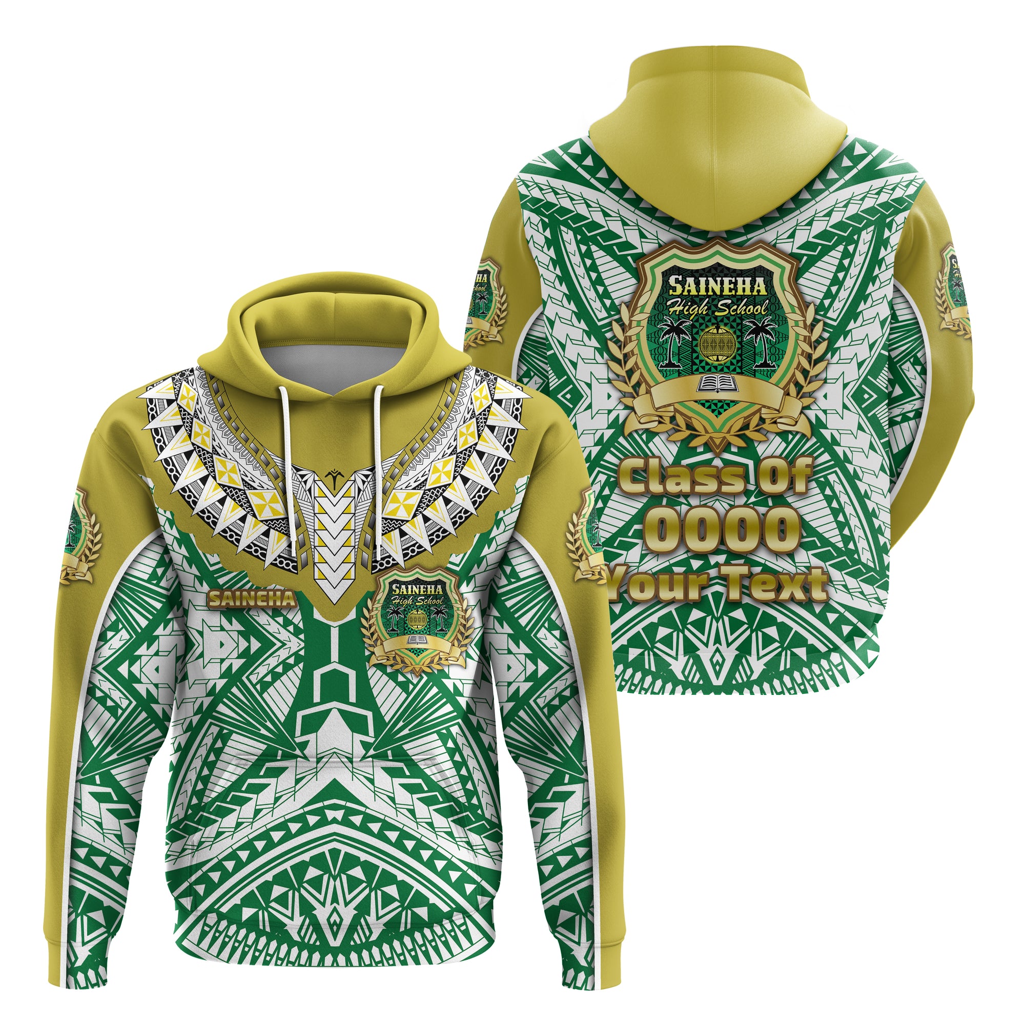 Custom Saineha Tonga Hoodie Polynesian Sport Style Special Class of LT16 Unisex Green - Polynesian Pride