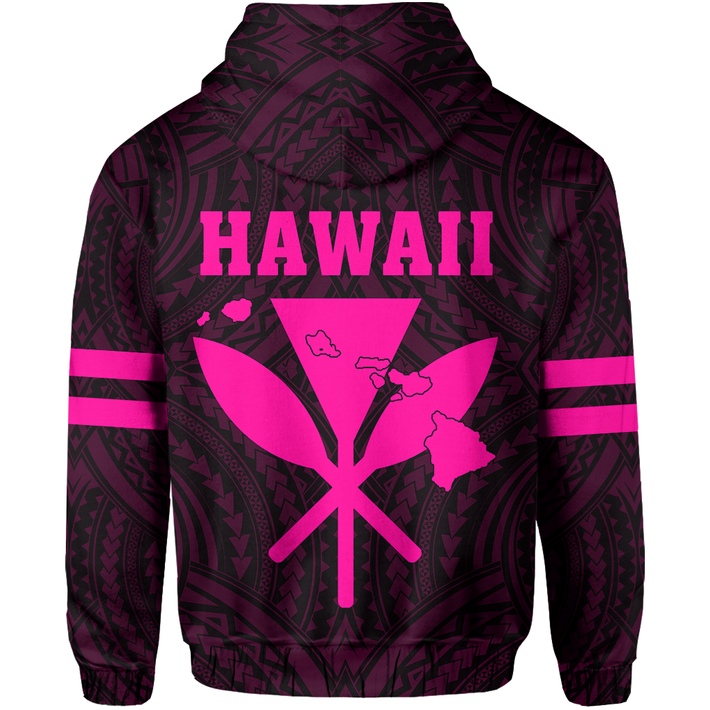 Polynesian King Kanaka Map Seal of Hawaii Hoodie Pink - Polynesian Pride