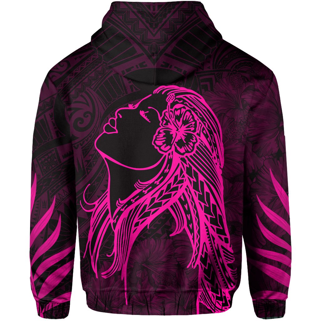 Polynesian Tropic Hula Girl Hibiscus Hawaii Hoodie Pink - Polynesian Pride