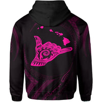 Polynesian Kanaka Shaka Map of Hawaii Zip Hoodie Pink - Polynesian Pride