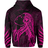 Polynesian Tropic Hula Girl Hibiscus Hawaii Zip Hoodie Pink - Polynesian Pride