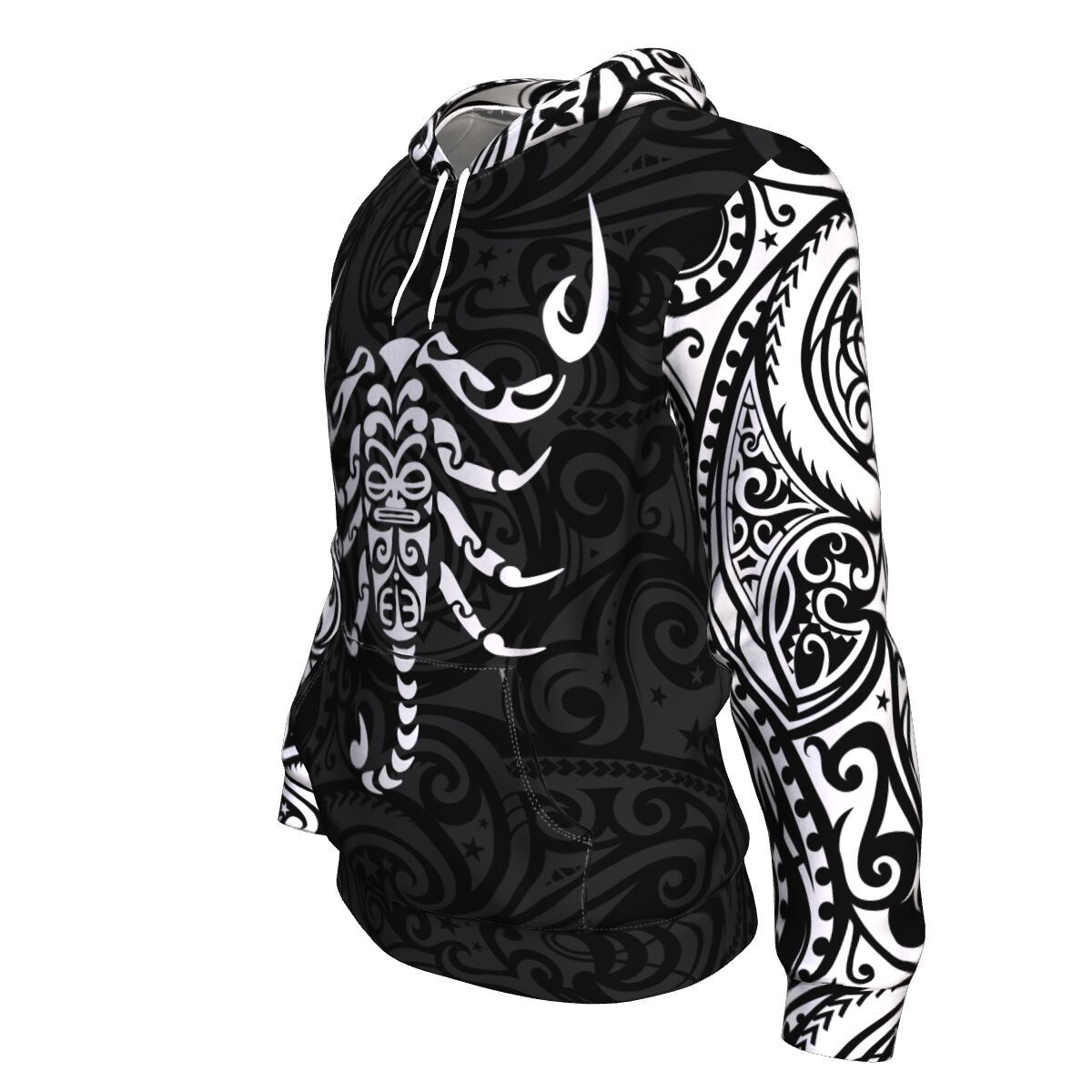 Scorpio Zodiac Hoodie Maori Tattoo Unisex White - Polynesian Pride