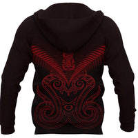 Maori Manaia New Zealand Zip up Hoodie Red - Polynesian Pride