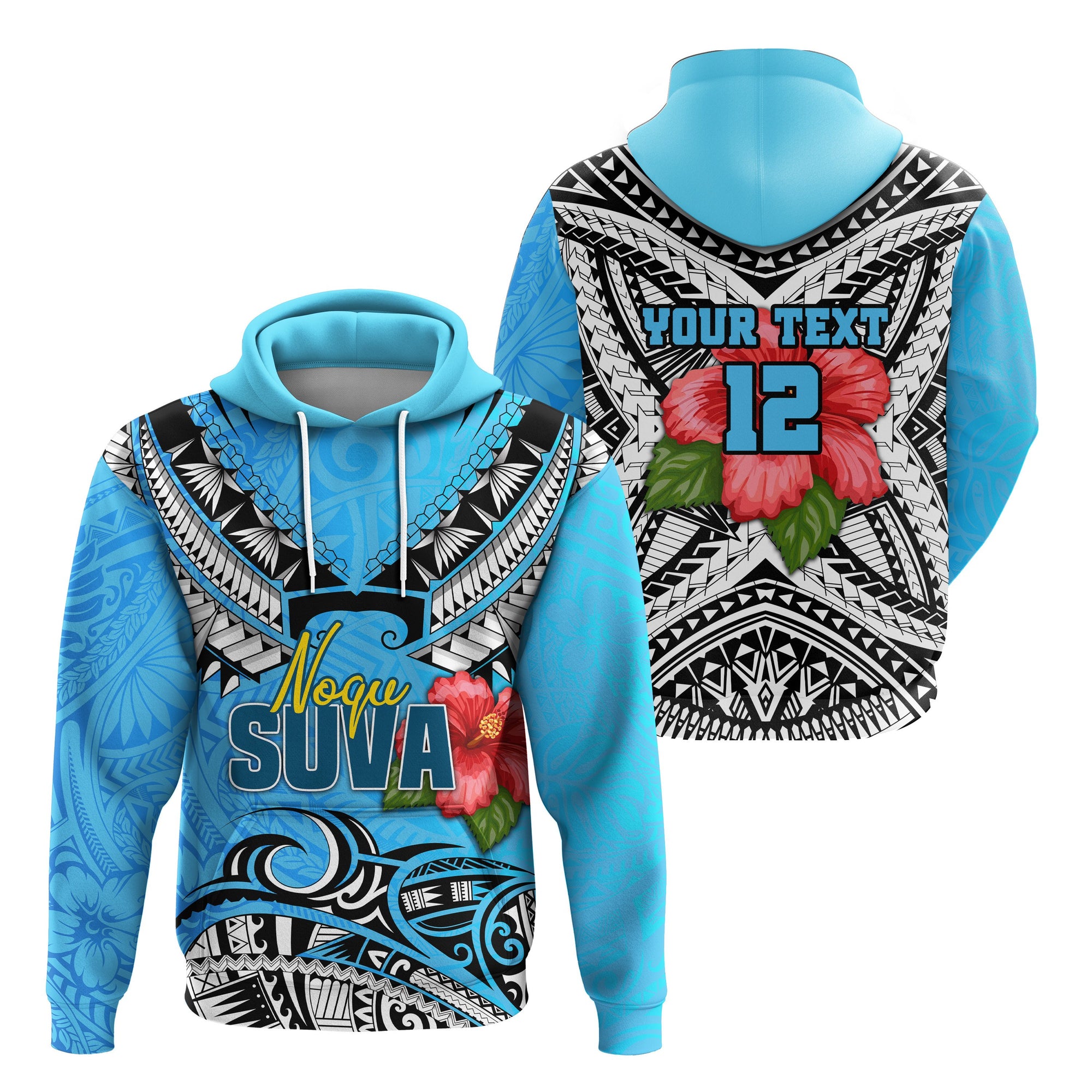 Custom Suva Rugby Hoodie Polynesian Style Unisex Blue - Polynesian Pride