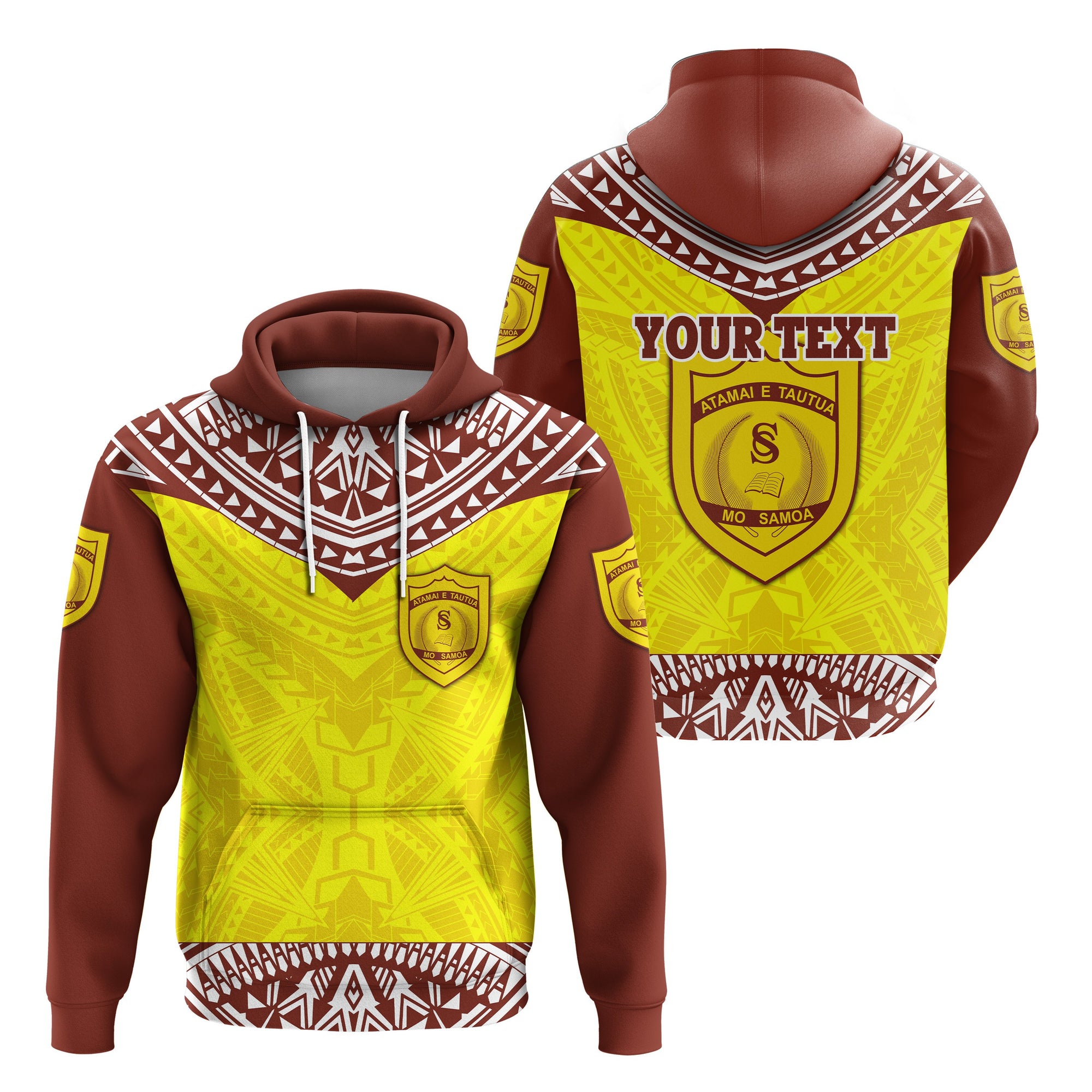 Custom Samoa College Hoodie Polynesian Sport Style Unisex Yellow - Polynesian Pride