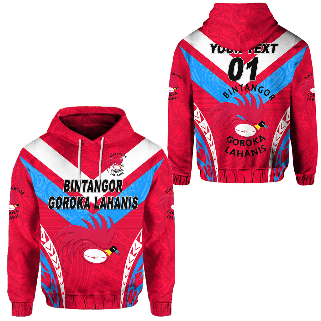 Custom Papua New Guinea Bintangor Goroka Lahanis Hoodie Rugby Original Style Red, Custom Text and Number LT8 Unisex Red - Polynesian Pride