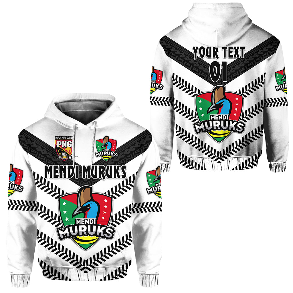 Custom Papua New Guinea PRK Mendi Muruks Hoodie Rugby Original Style White, Custom Text and Number LT8 Unisex White - Polynesian Pride