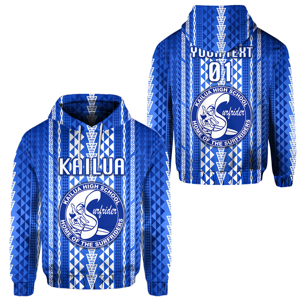 Custom Hawaii Kailua High School Hoodie Surfriders Simple Style LT8 Unisex Blue - Polynesian Pride