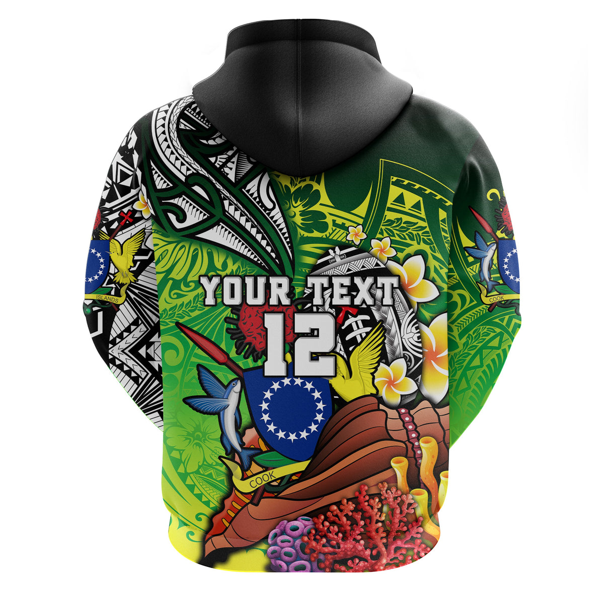 Custom Cook Islands Rugby Zip Hoodie Ocean World Style - Polynesian Pride