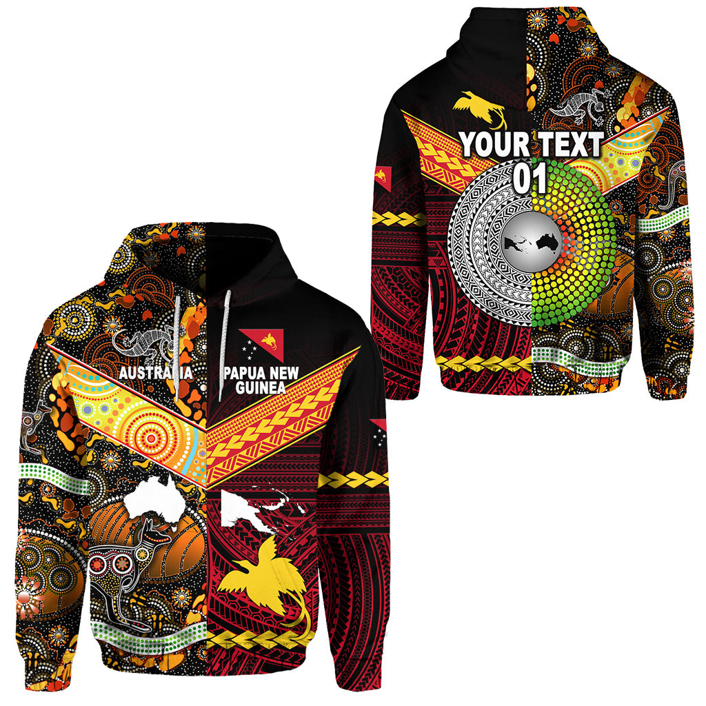 Custom Papua New Guinea Australia Aboriginal Hoodie Together, Custom Text and Number LT8 Unisex Red - Polynesian Pride