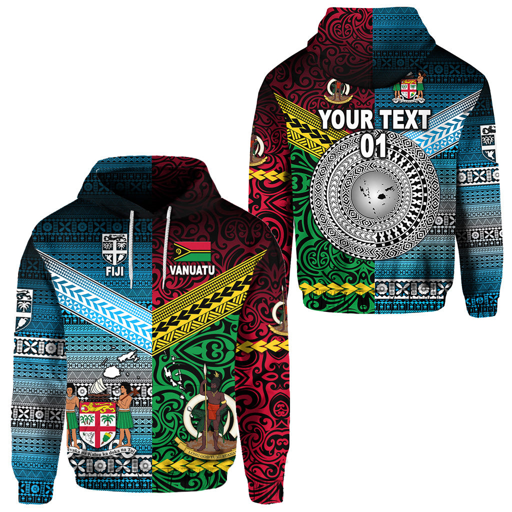 Custom Vanuatu Fiji Hoodie Together Blue, Custom Text and Number LT8 Unisex Red - Polynesian Pride