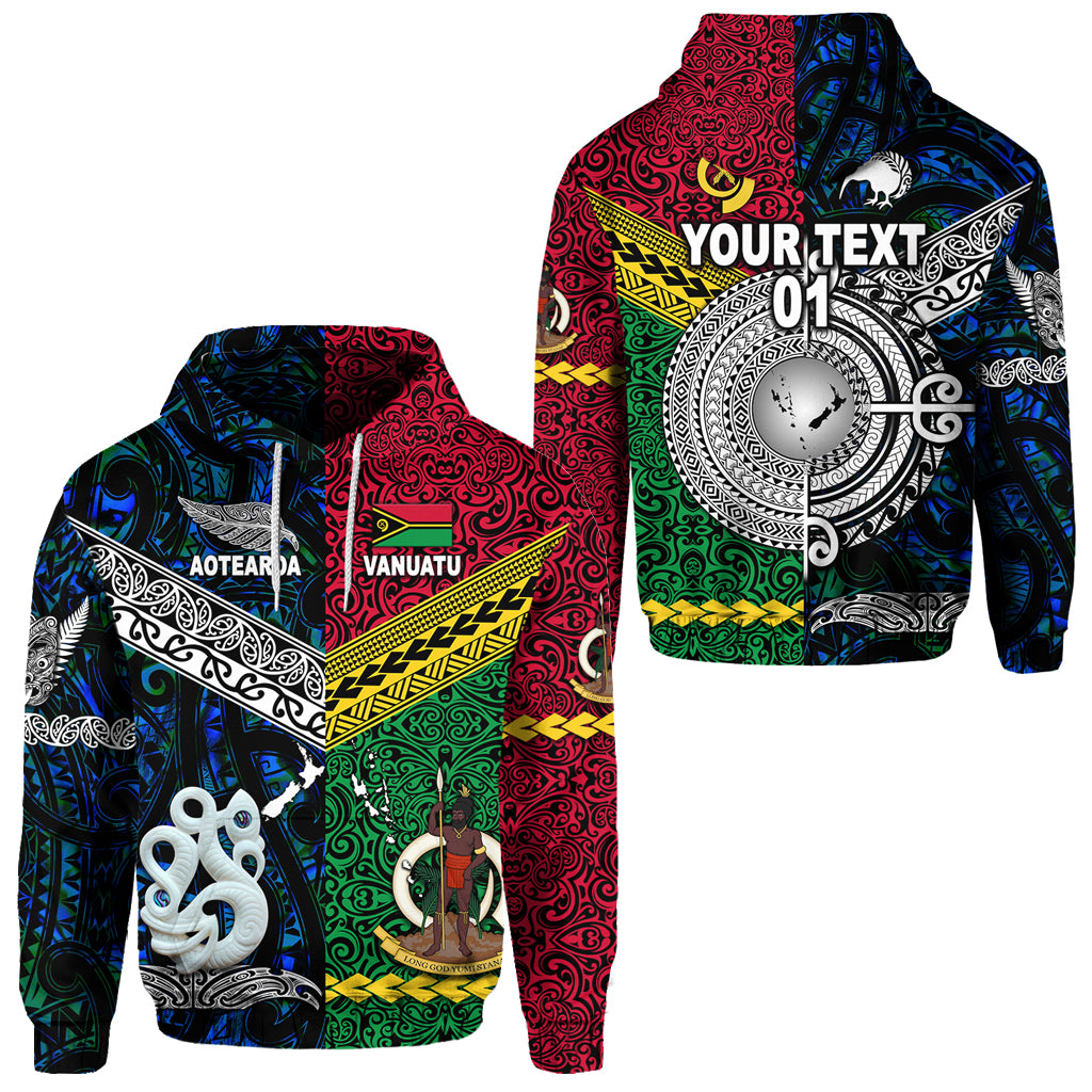 Custom Vanuatu New Zealand Hoodie Together Blue, Custom Text and Number LT8 Unisex Red - Polynesian Pride