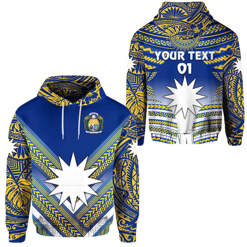 Custom Nauru Polynesian Flag Hoodie Creative Style Blue NO.1, Custom Text and Number LT8 Unisex Blue - Polynesian Pride