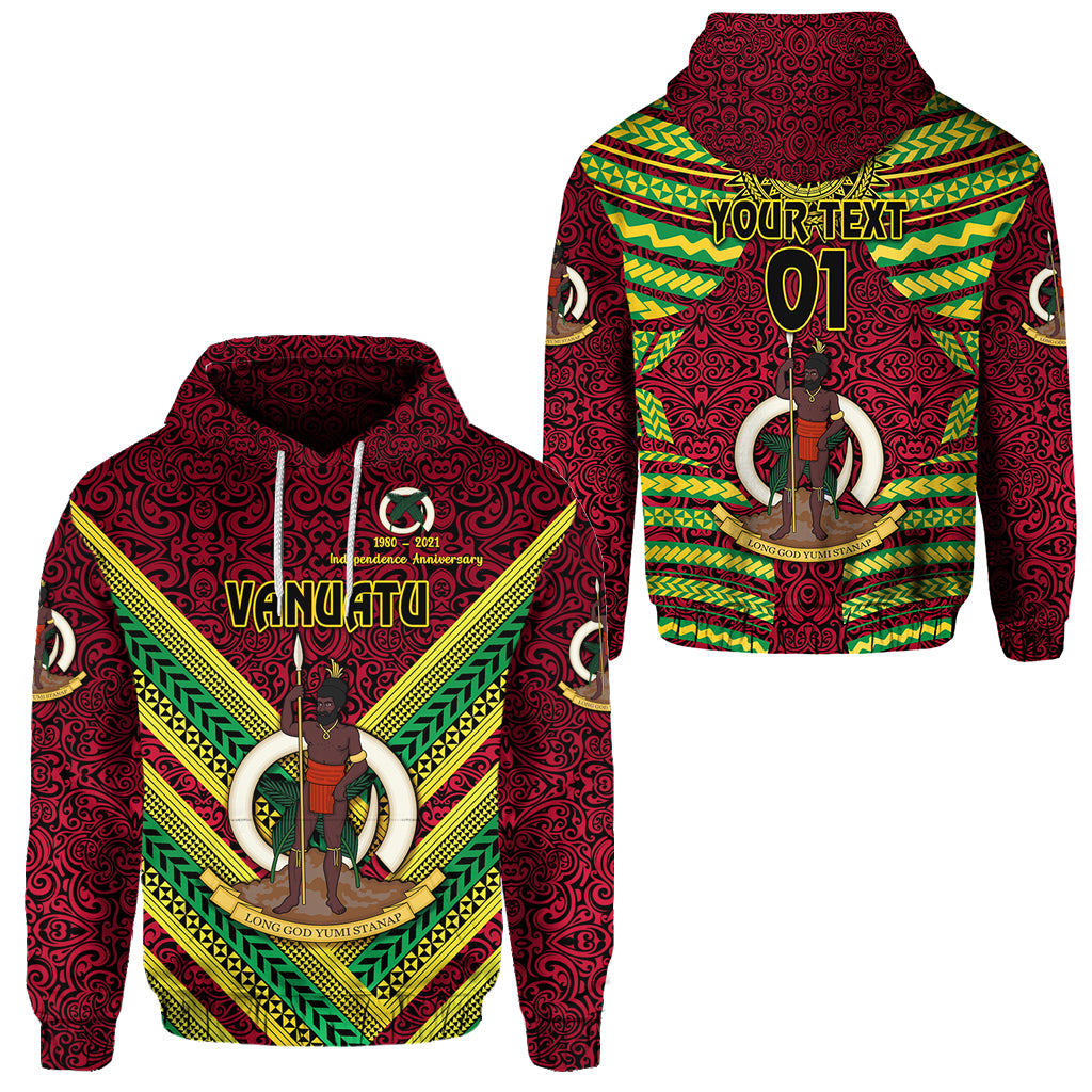 Custom Vanuatu Special Independence Anniversary Hoodie Creative Style Red, Custom Text and Number LT8 Unisex Red - Polynesian Pride