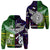 Custom New Zealand Cook Islands Hoodie Maori and Polynesian Together Purple LT8 Unisex Green - Polynesian Pride