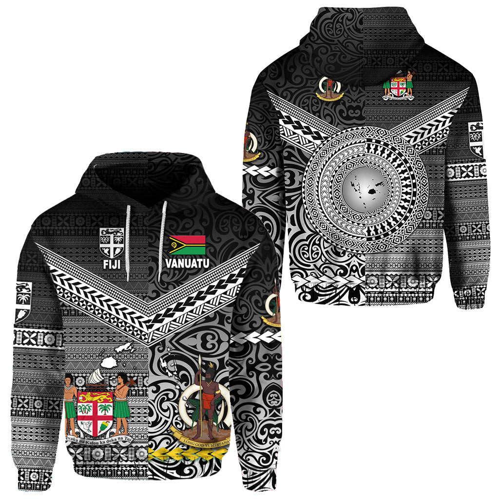 Vanuatu Fiji Hoodie Together Black LT8 Unisex Black - Polynesian Pride