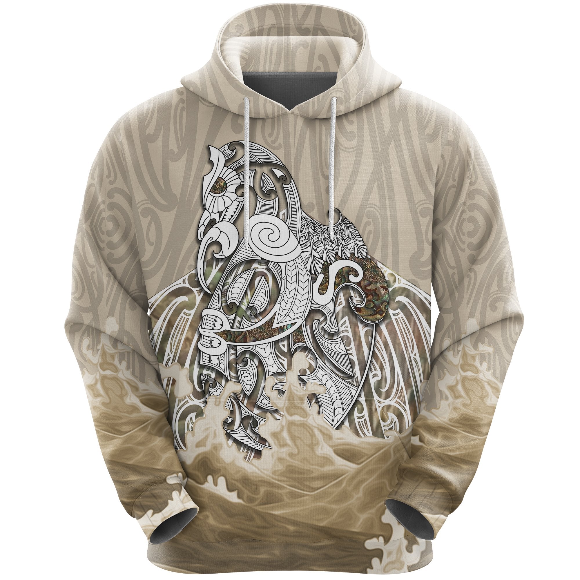 Maori Manaia The Blue Sea Hoodie, Golden Unisex Black - Polynesian Pride