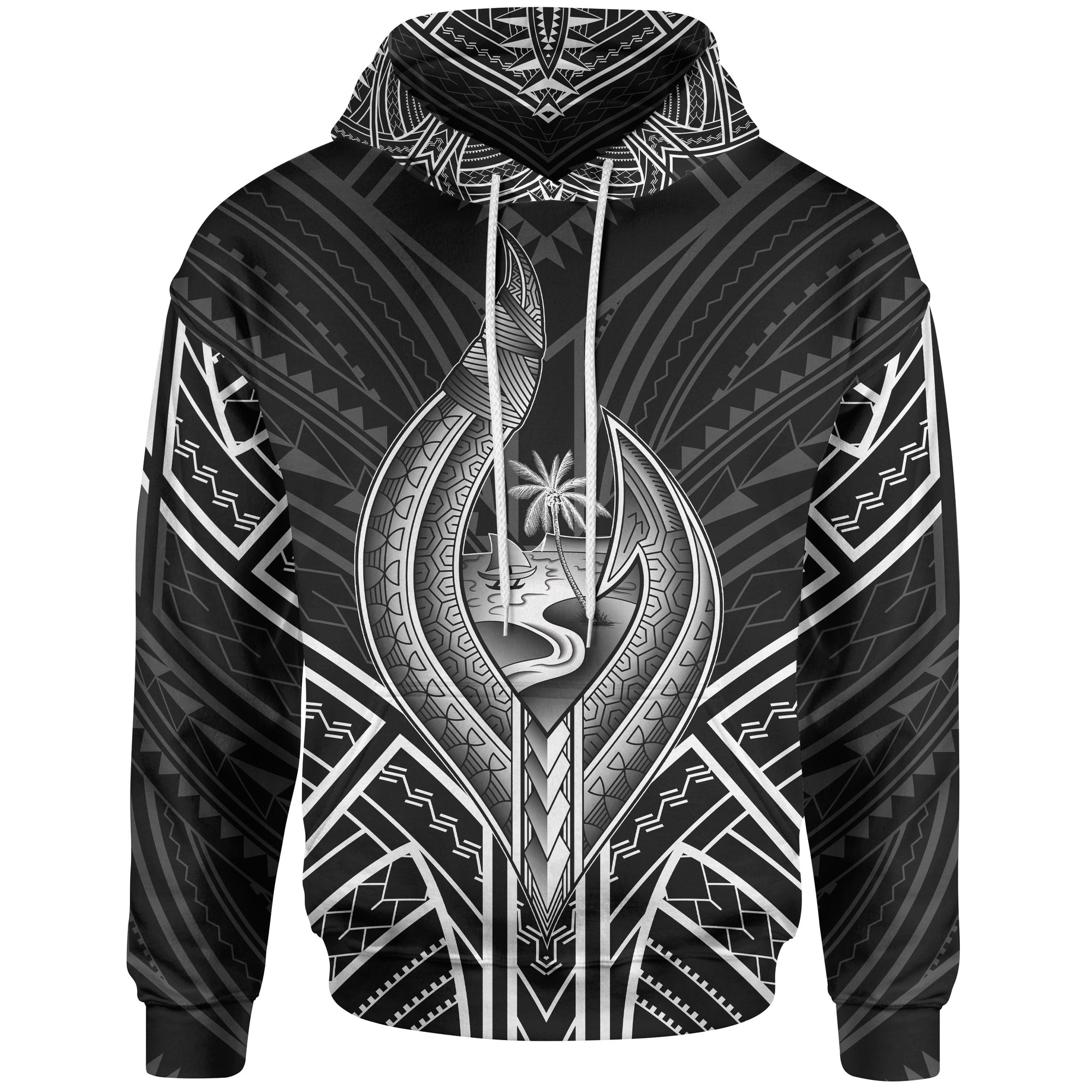 Guam Hoodie Guam Seal Chamorro Tribal White Color Unisex Black - Polynesian Pride