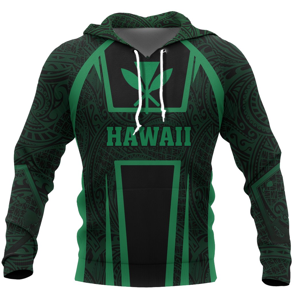 Hawaiian Kanaka Maoli Hoodie Sport Style Green Version Unisex Green - Polynesian Pride