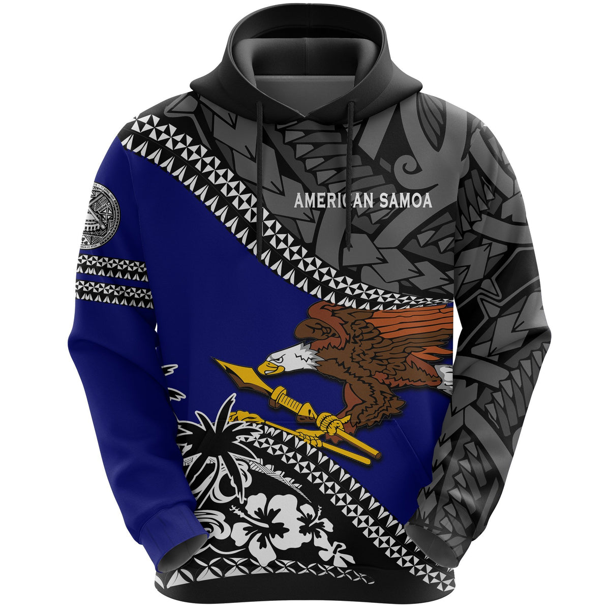 American Samoa Hoodie Fall In The Wave K7 Unisex Blue - Polynesian Pride