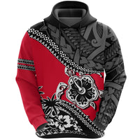 Polynesian Turtle Hoodie Fall In The Wave K7 Unisex Red - Polynesian Pride