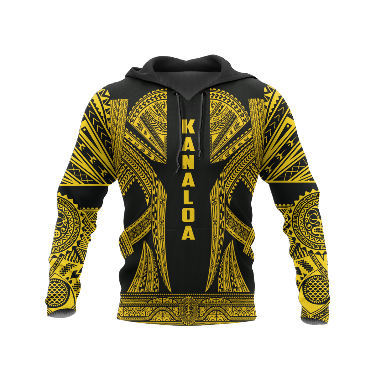 Hawaii Pullover Hoodie Kanaloa Polynesian Tattoo Special Yellow A8 Unisex Yellow - Polynesian Pride