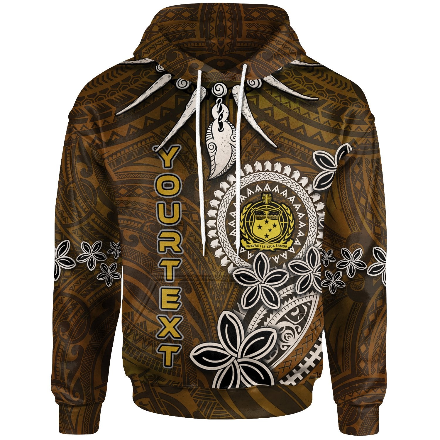 Samoa Custom Hoodie Polynesian Boar Tusk Unisex Brown - Polynesian Pride