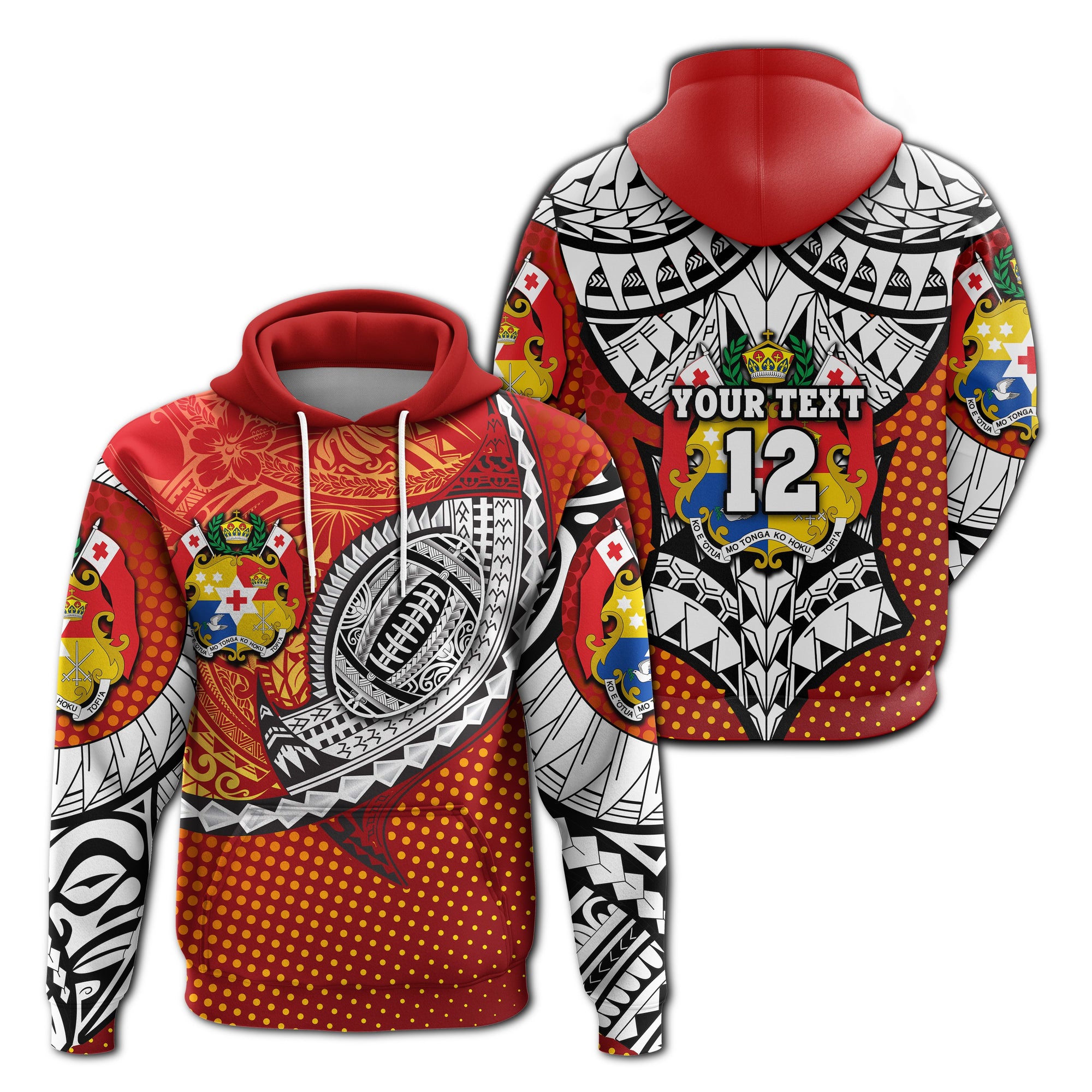 Custom Tonga Rugby Hoodie Polynesian Version Special Unisex Red - Polynesian Pride