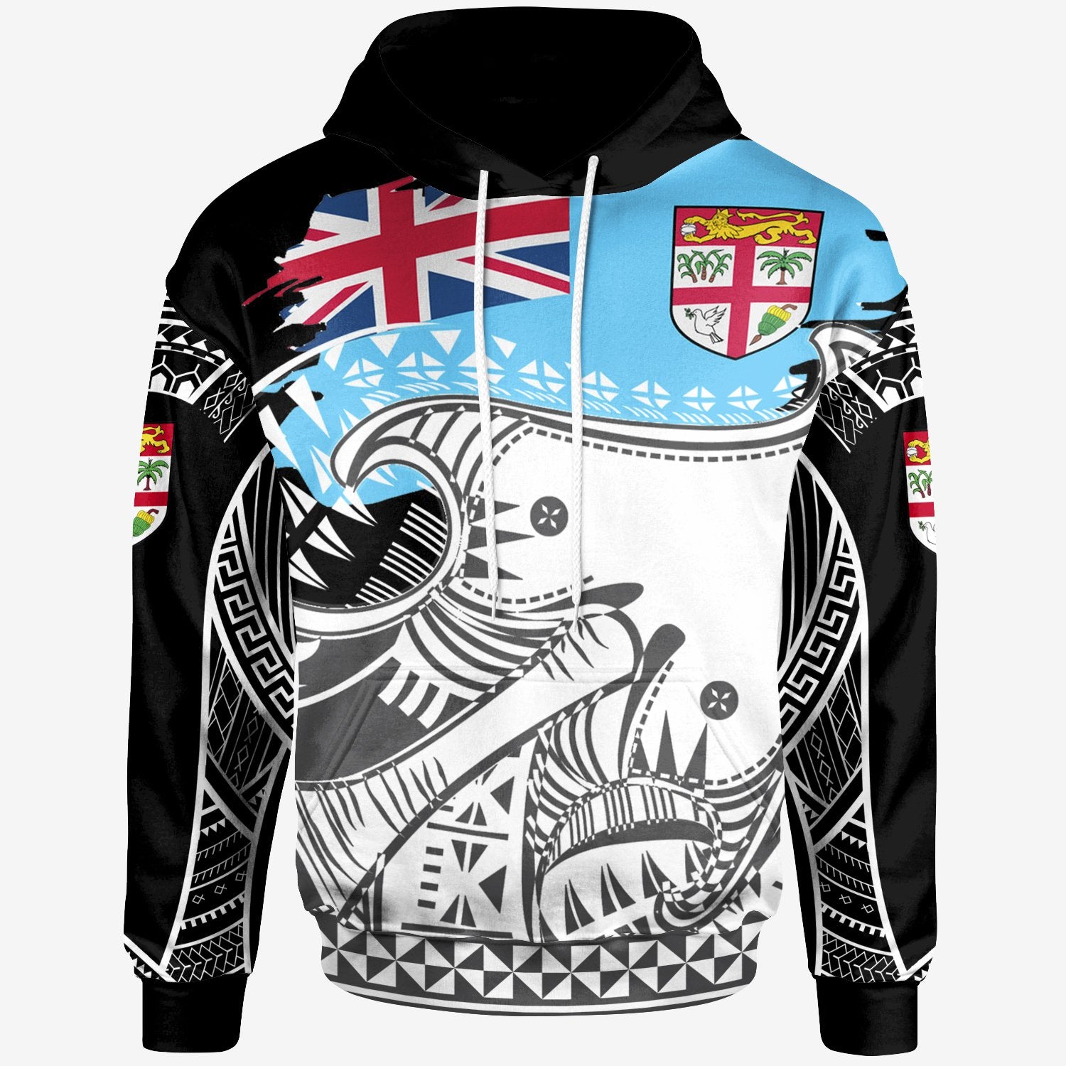 Fiji Custom Hoodie Dynamic Sport Style Unisex Black - Polynesian Pride