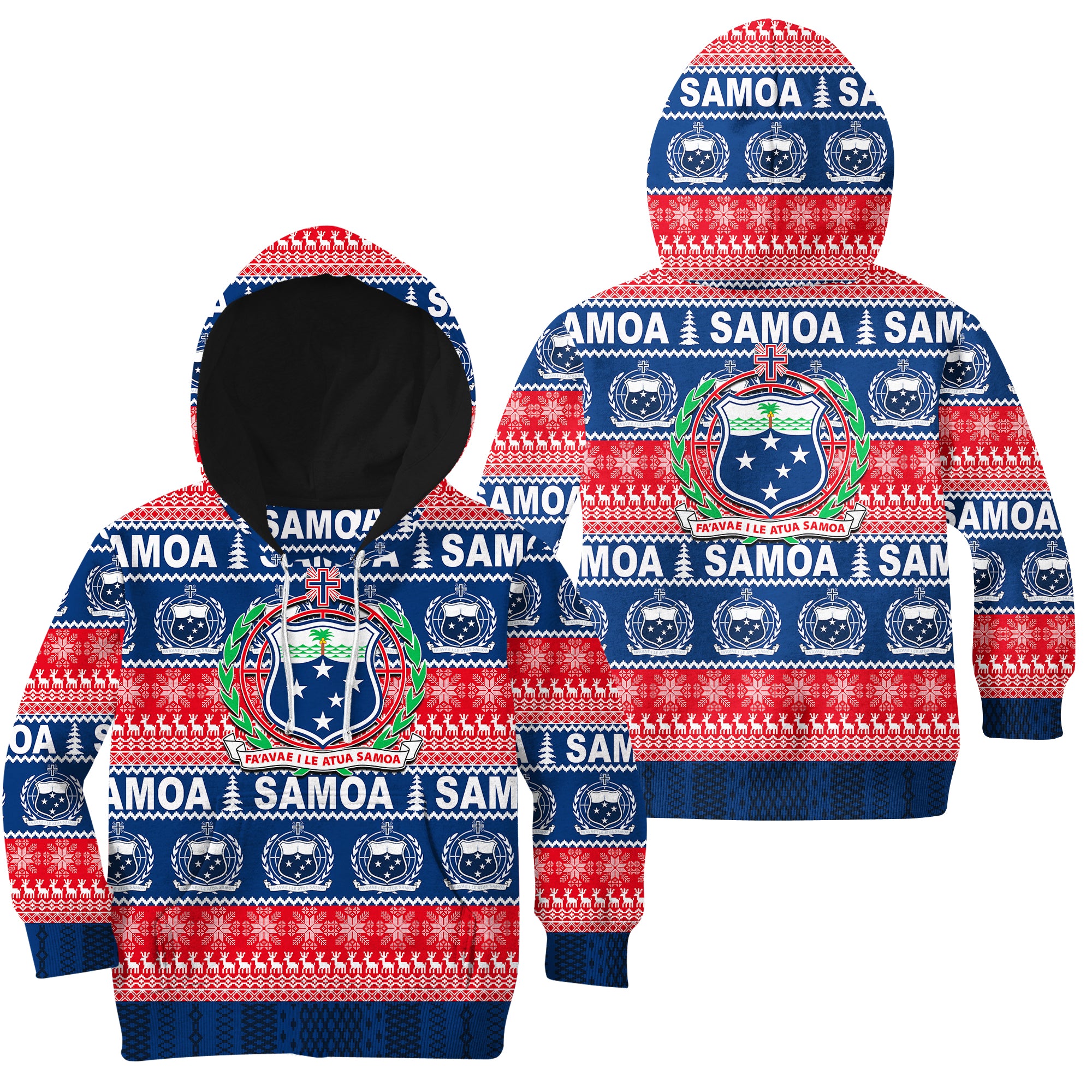 Samoa Christmas Hoodie KID 2022 LT6 Red - Polynesian Pride