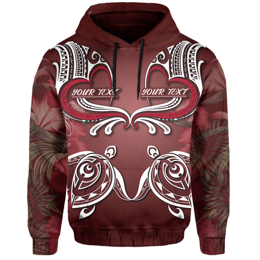 Custom Hawaii Love Valentines Day Turtle Polynesian Hoodie Bray Style - Polynesian Pride