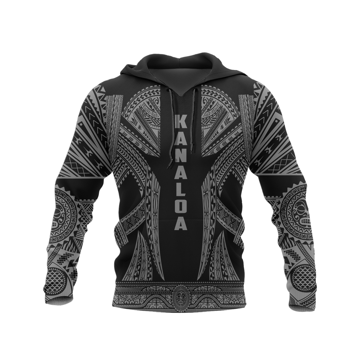 Hawaii Pullover Hoodie Kanaloa Polynesian Tattoo Special Gray A8 Unisex Gray - Polynesian Pride