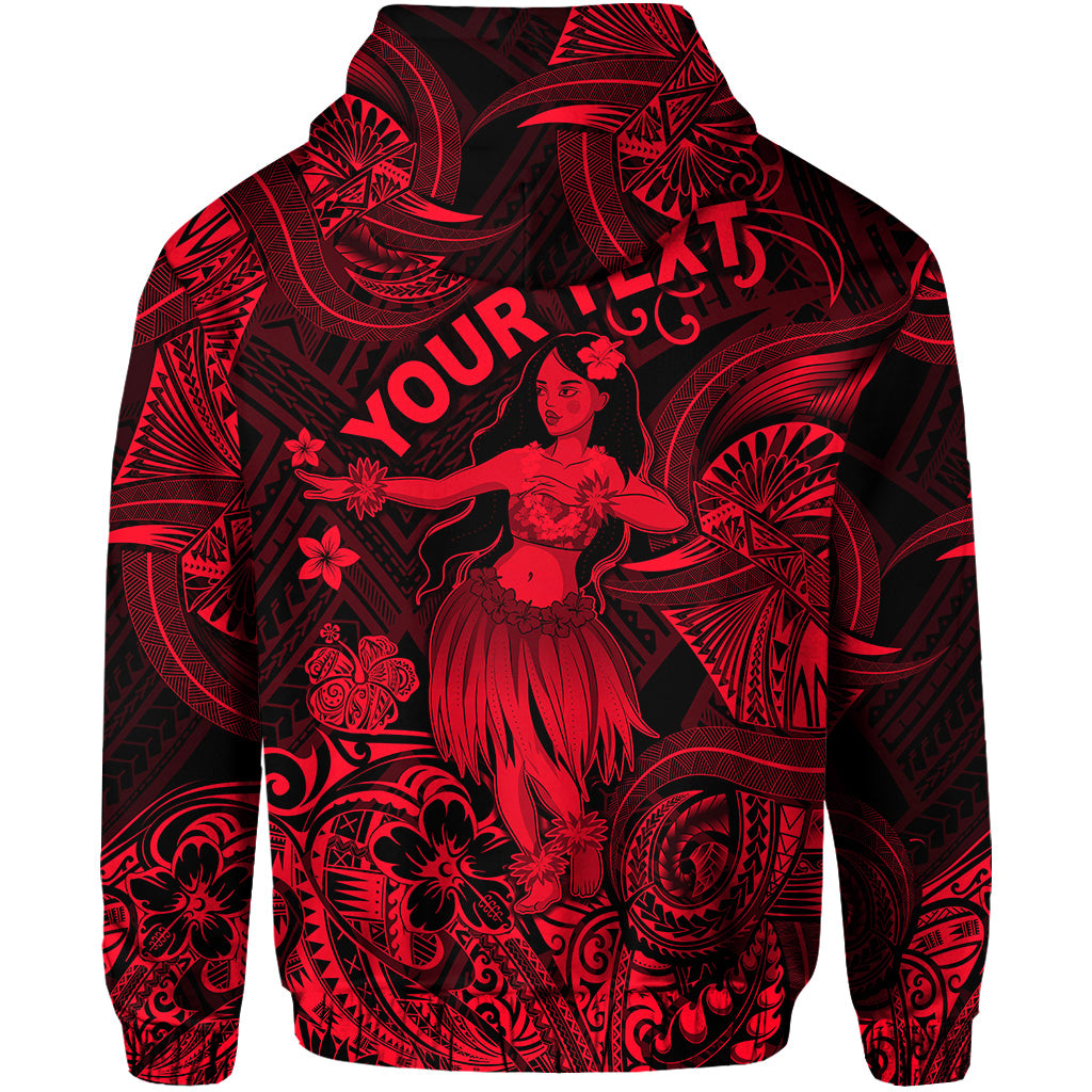 Custom Hawaii Hula Girl Polynesian Hoodie Unique Style Red LT8 - Polynesian Pride