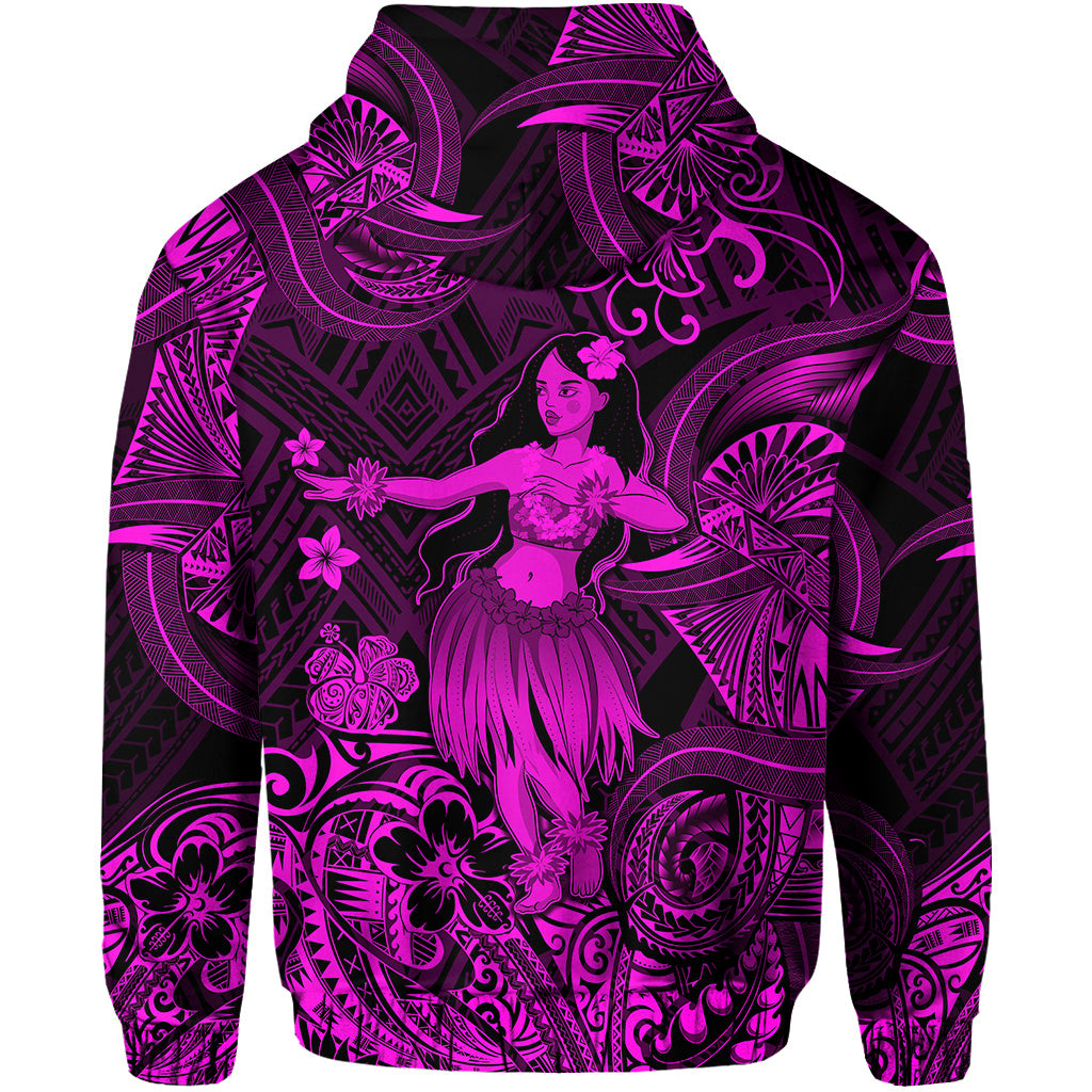 Hawaii Hula Girl Polynesian Hoodie Unique Style Pink LT8 - Polynesian Pride