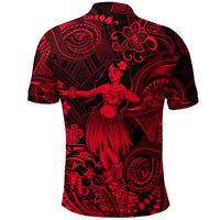 Hawaii Hula Girl Polynesian Polo Shirt Unique Style Red LT8 - Polynesian Pride