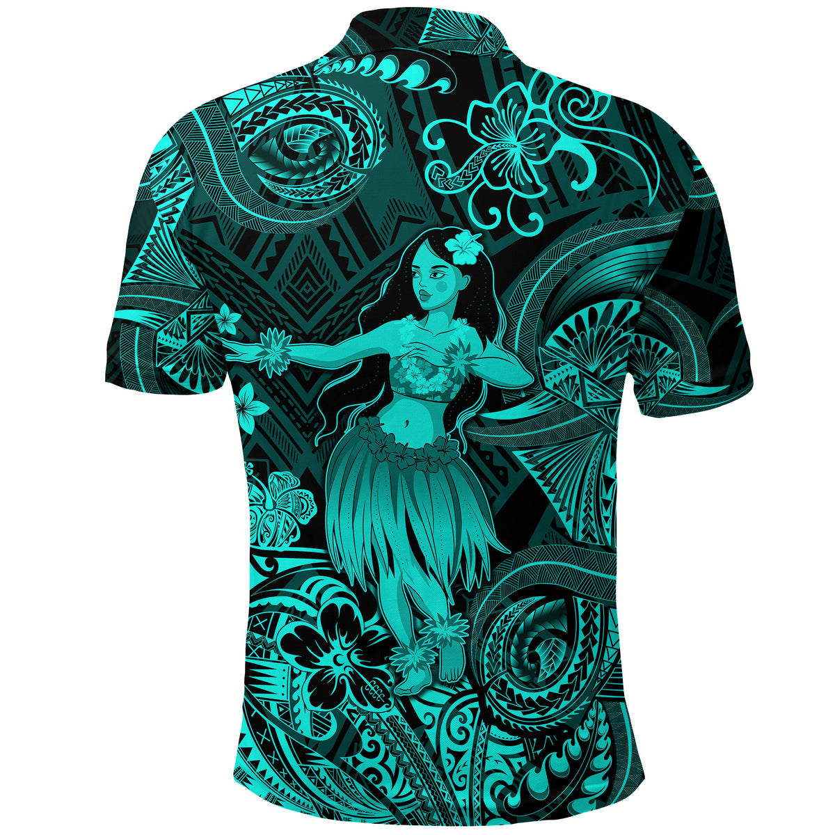 Hawaii Hula Girl Polynesian Polo Shirt Unique Style Turquoise LT8 - Polynesian Pride