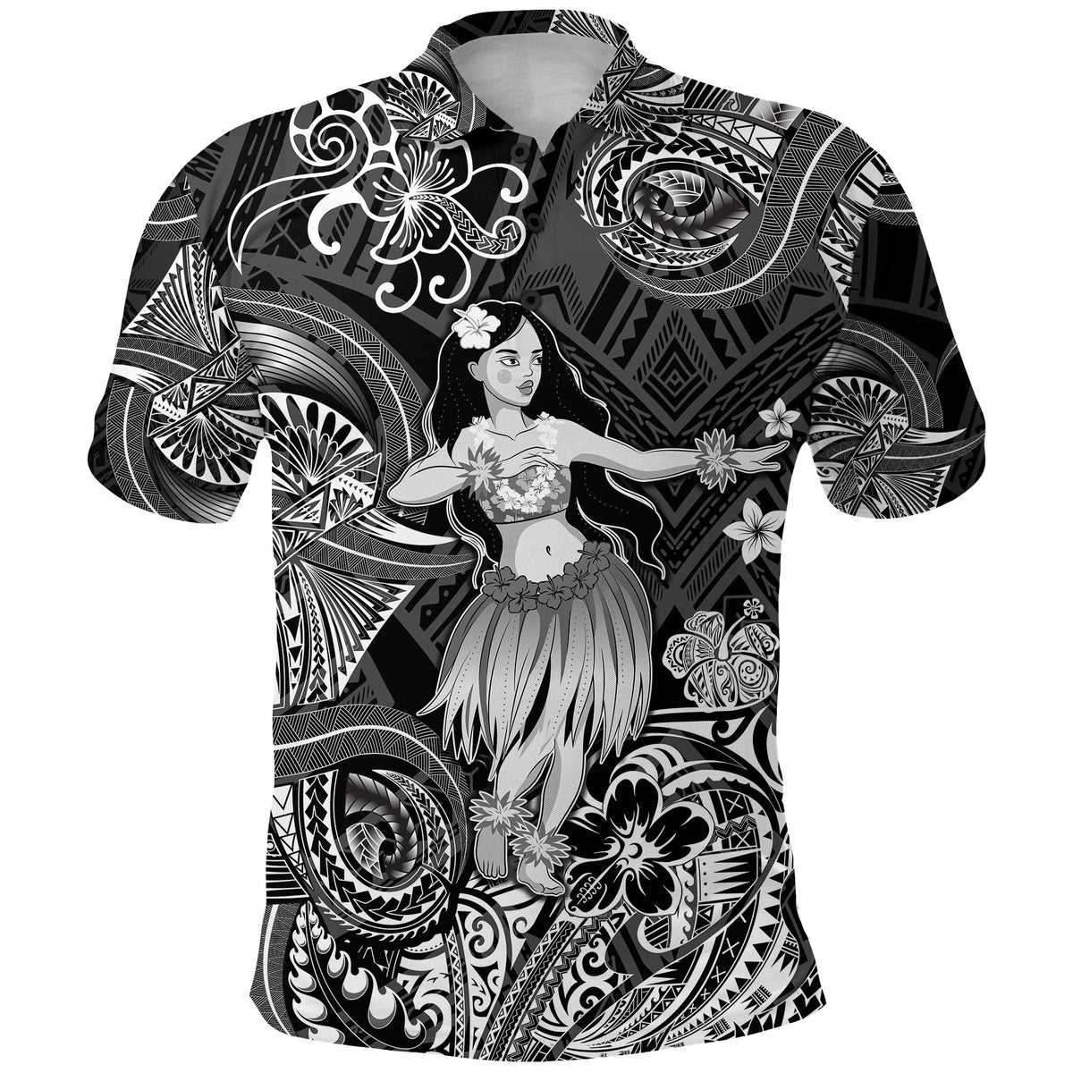 Hawaii Hula Girl Polynesian Polo Shirt Unique Style Black LT8 - Polynesian Pride